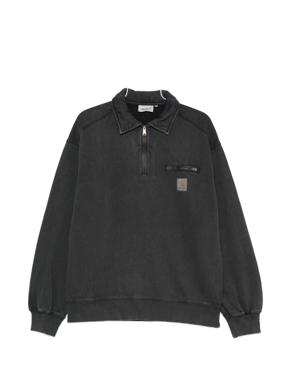 Carhartt WIP Half Zip Detroit Sweatshirt Stone Washed Zwart