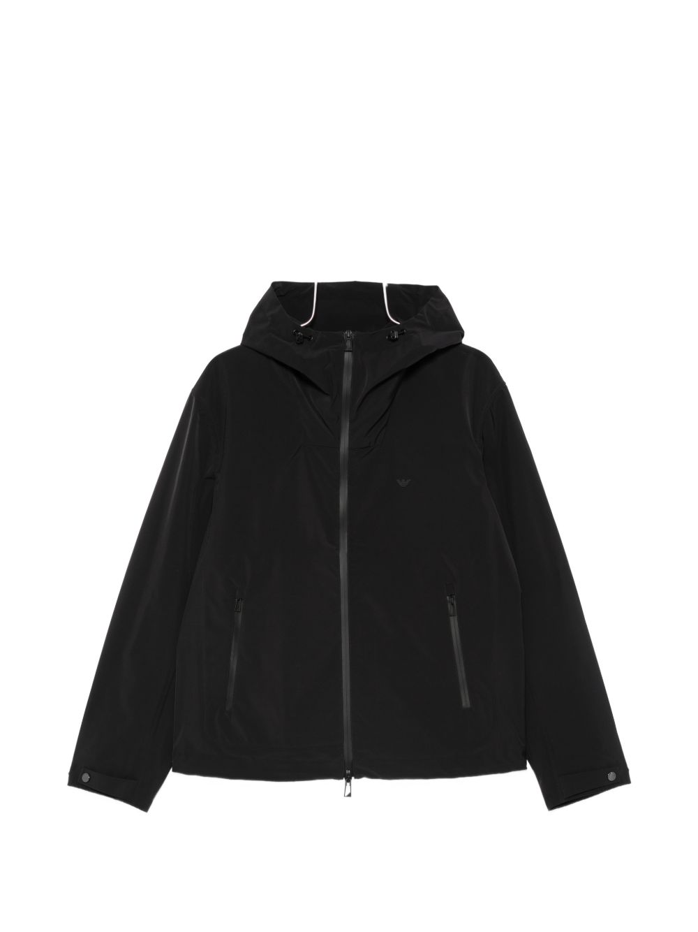 Emporio Armani zwart hooded blouson jack, vooraanzicht