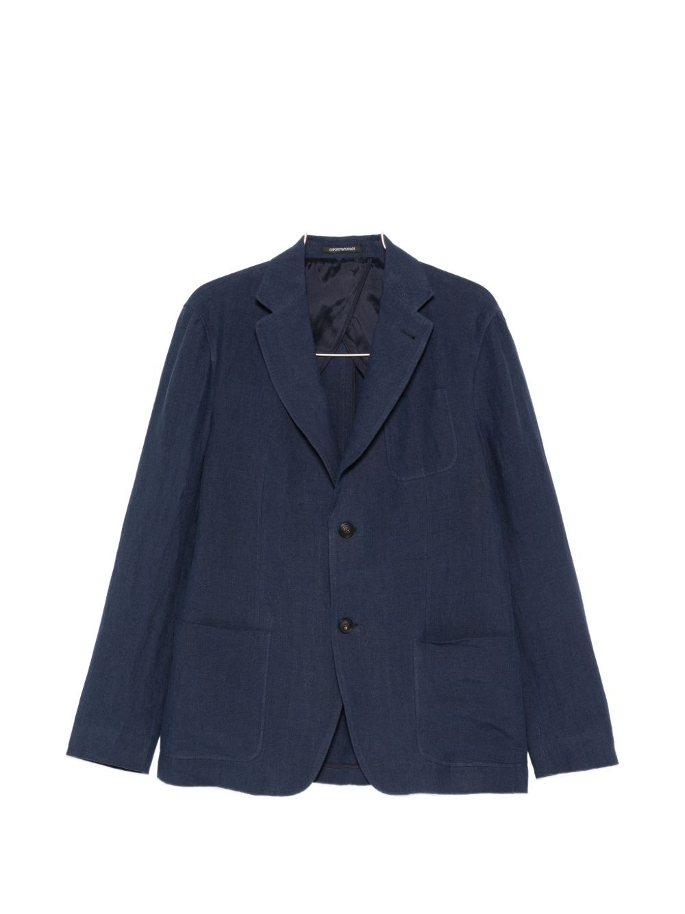 Emporio Armani Blazer in Verwassen Linnen met Crêpe Textuur Donkerblauw Jackets Emporio Armani