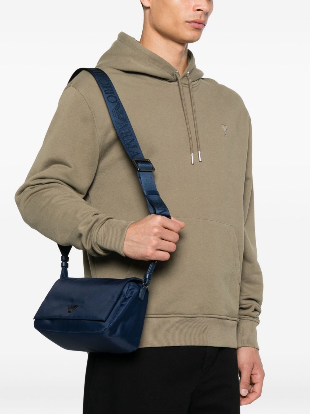 Emporio Armani Exclusive Opvouwbare Nylon Crossbody Tas Zwart Shoulder EMPORIO ARMANI EXCLUSIVE