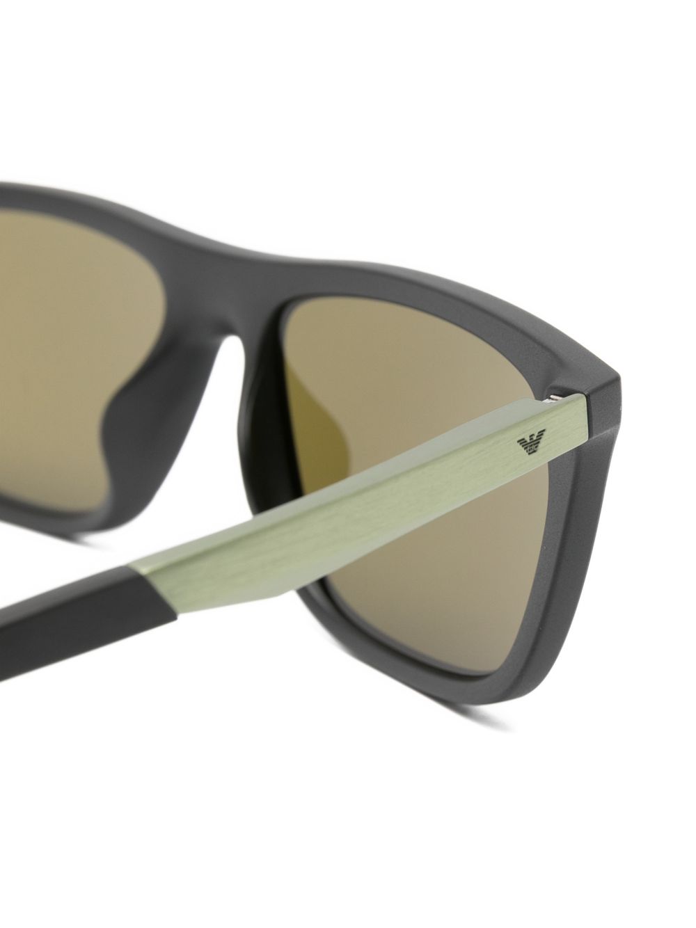 Emporio Armani Sunglasses Black Rectangular Frame Amber Tinted Lenses-3