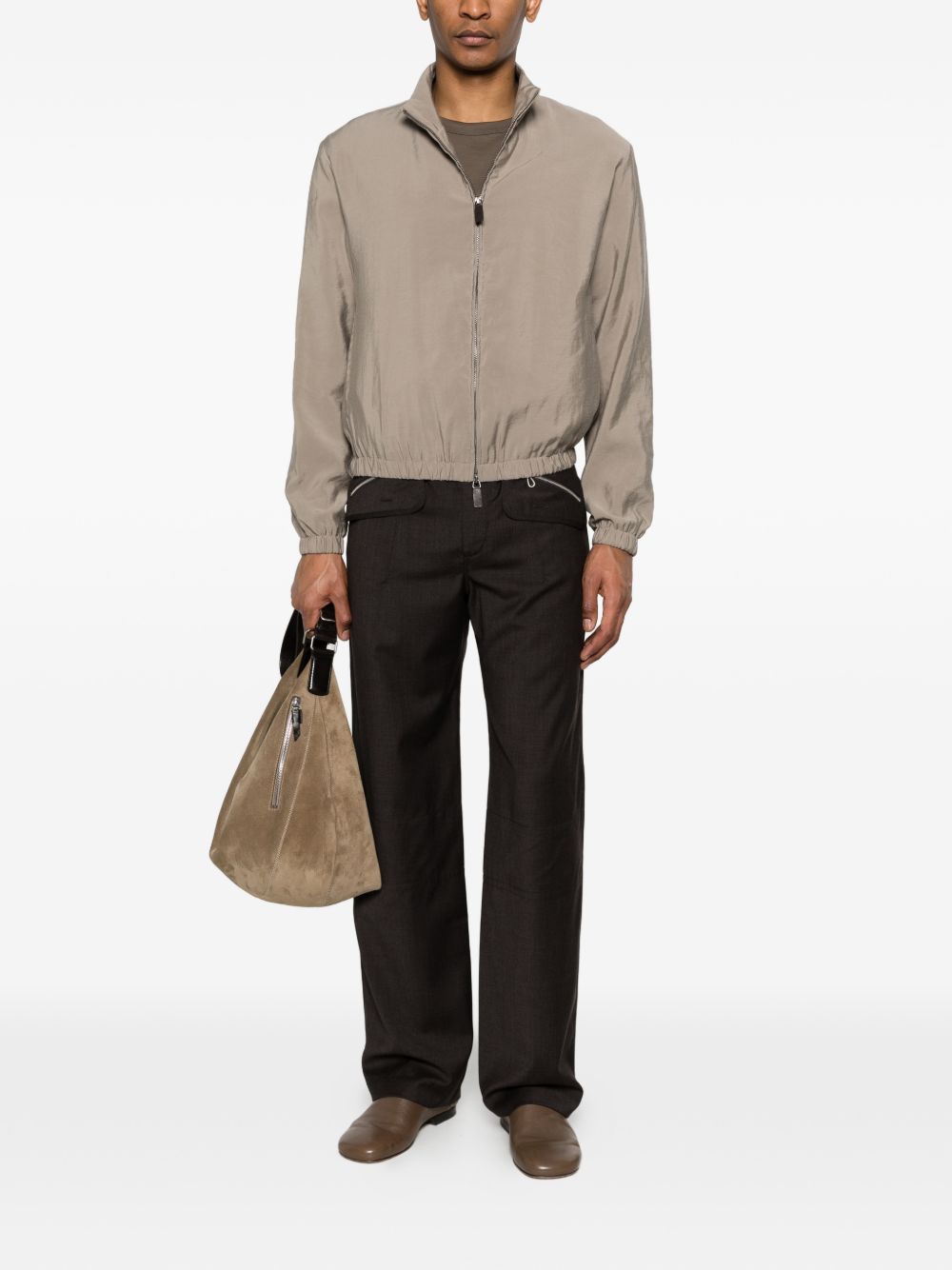Emporio Armani Capsule Blouson Jack met Rits in het Lichtbruin Jackets Emporio Armani
