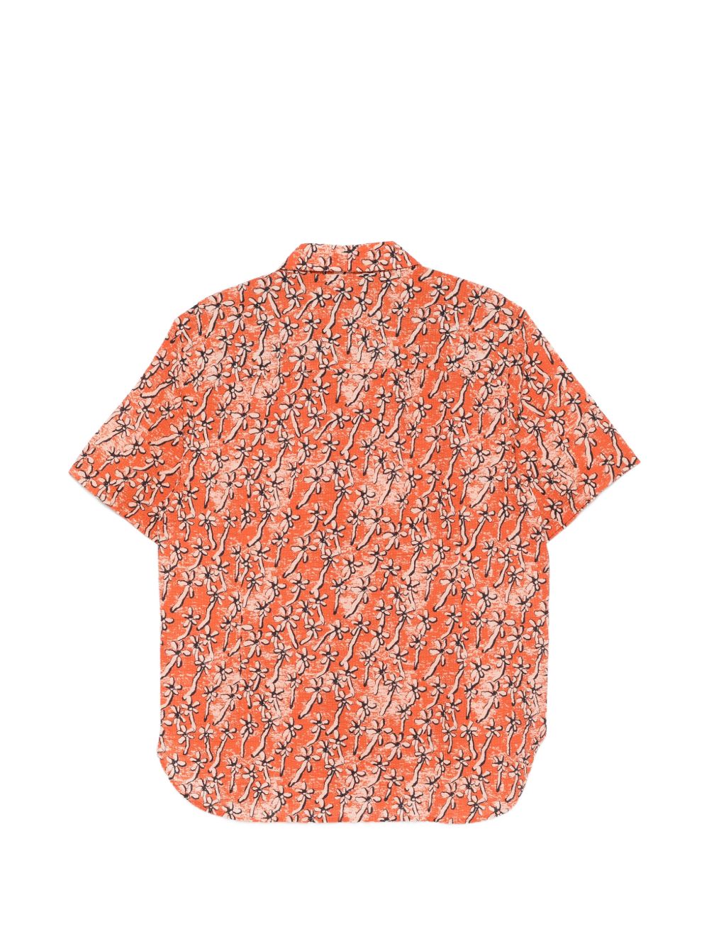 PS Paul Smith Field Floral Seersucker Overhemd Korte Mouw Oranje-thumbmail-2