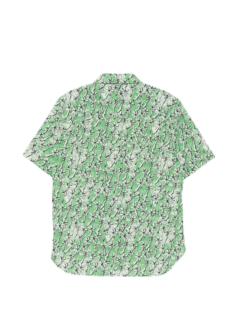Achterkant van het groene Paul Smith Field Floral seersucker overhemd met doorlopende print
