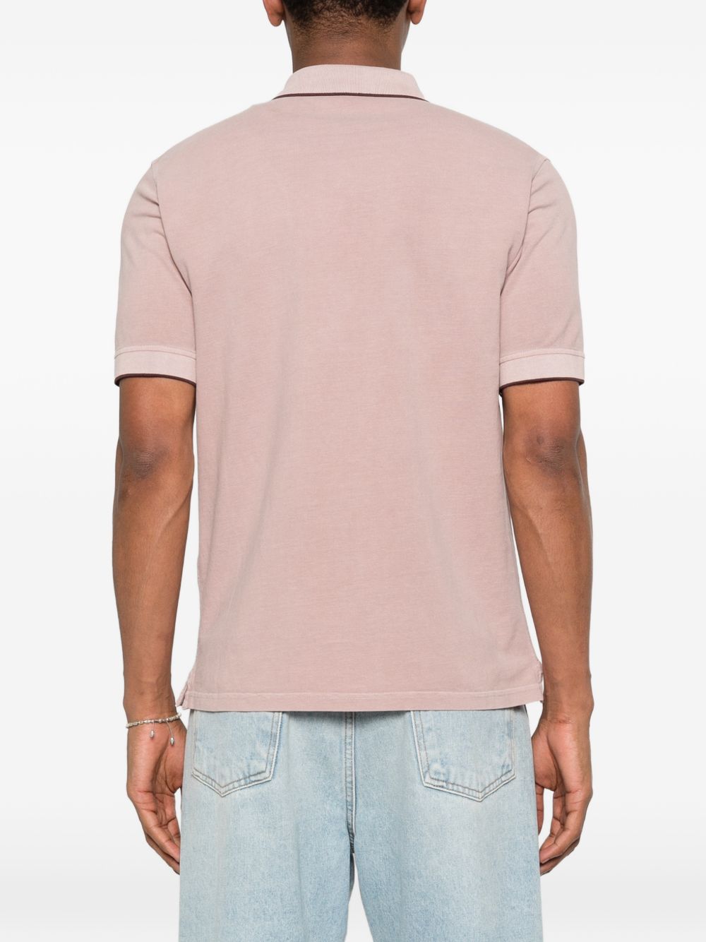 Herno Jersey Knit Effect Polo Roze - achteraanzicht