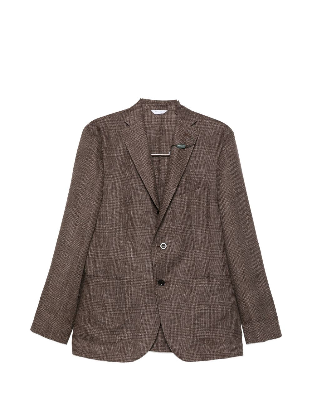 Boglioli Italiaanse Geruite Linnen Blazer Single-Breasted Bruin Jackets Boglioli