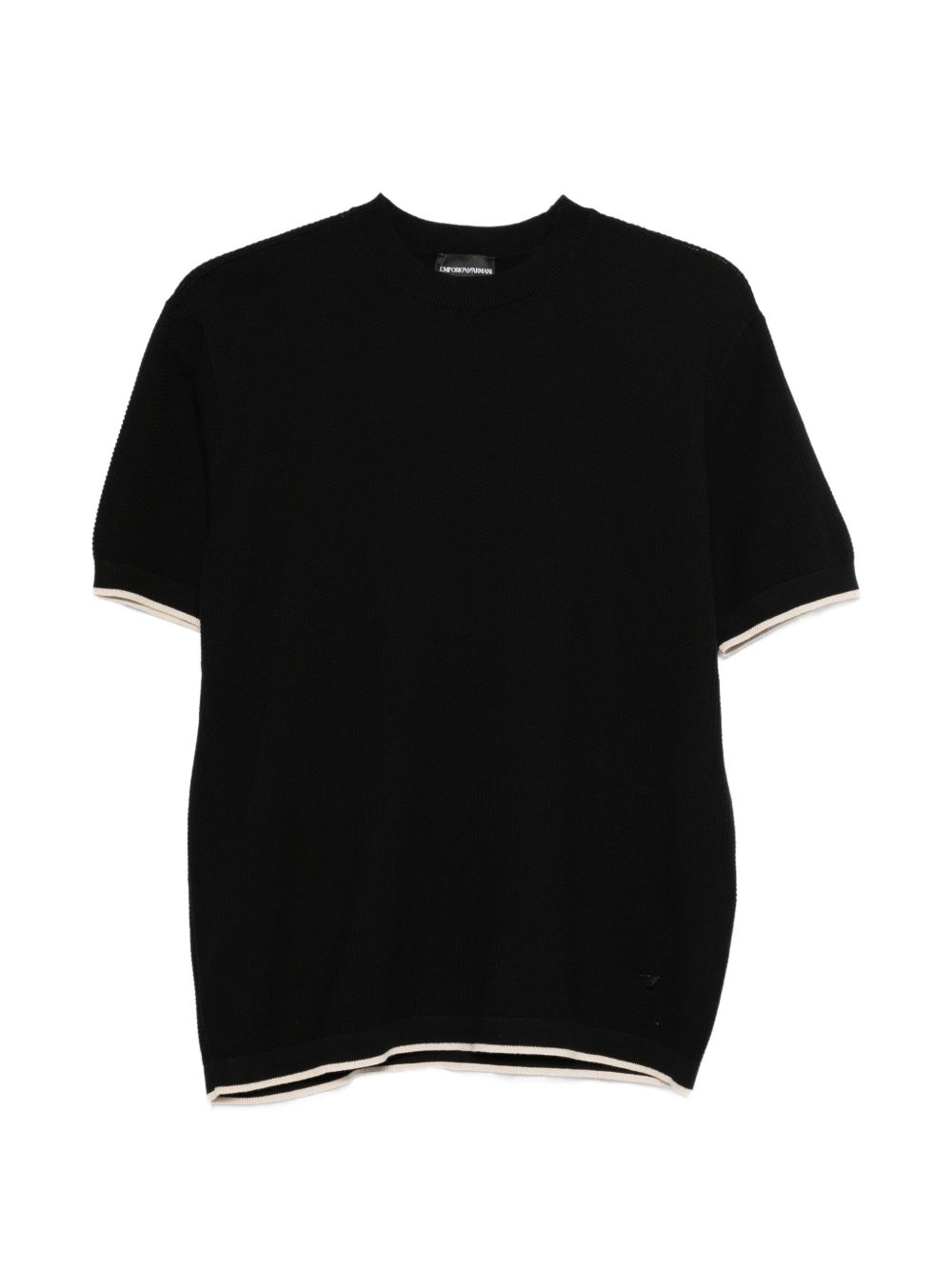 Emporio Armani Gebreide T-shirt met Contrastzoom in het Zwart Topwear Emporio Armani