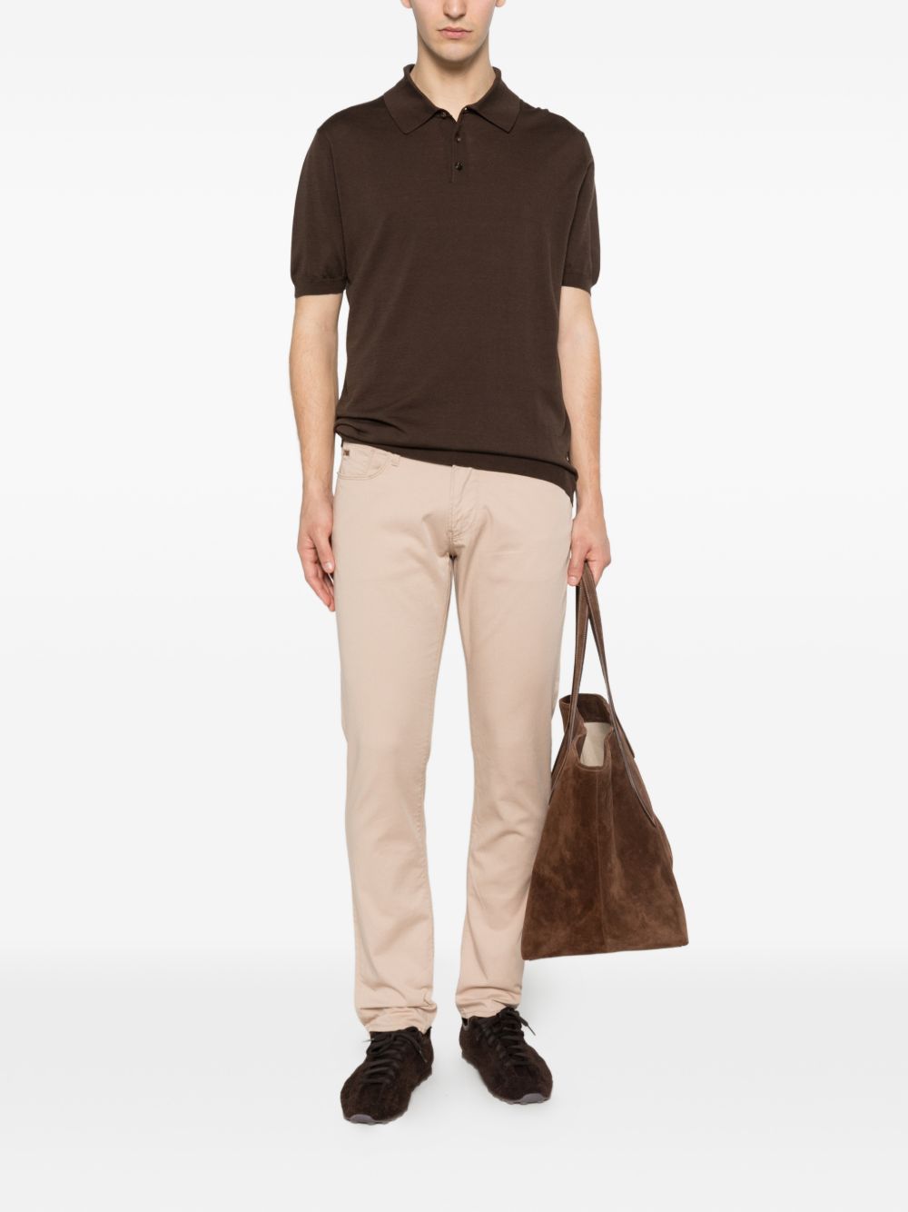 Emporio Armani vijfzaks jeans beige - detail zakken en riemlussen