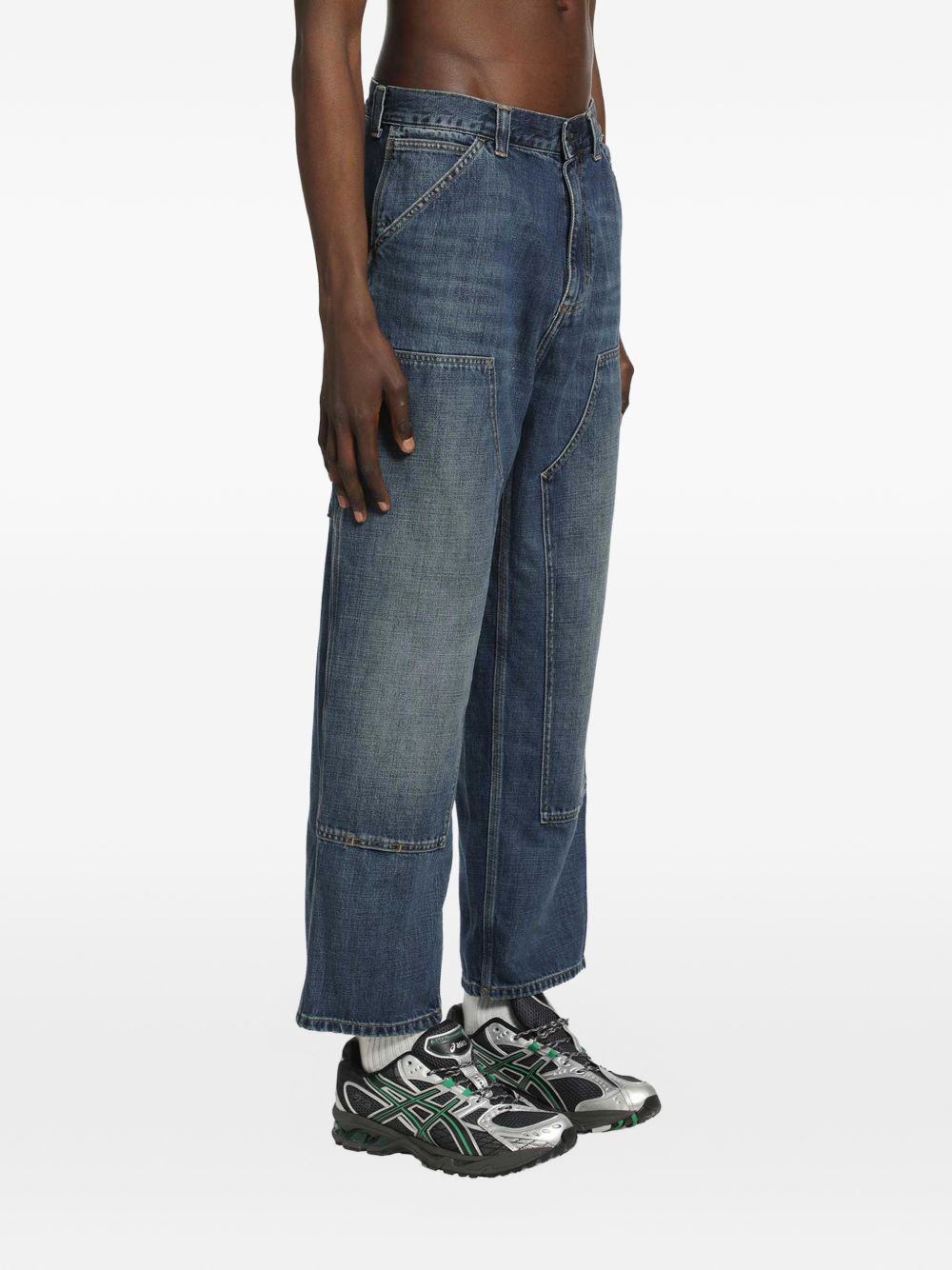 Carhartt WIP Double Knee Pant Blauw - achterzijde met Square Label