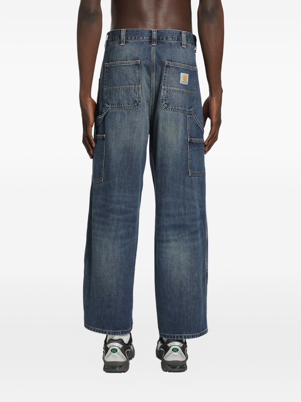 Carhartt WIP Double Knee Pant Blauw - detail van de dubbele kniepanelen
