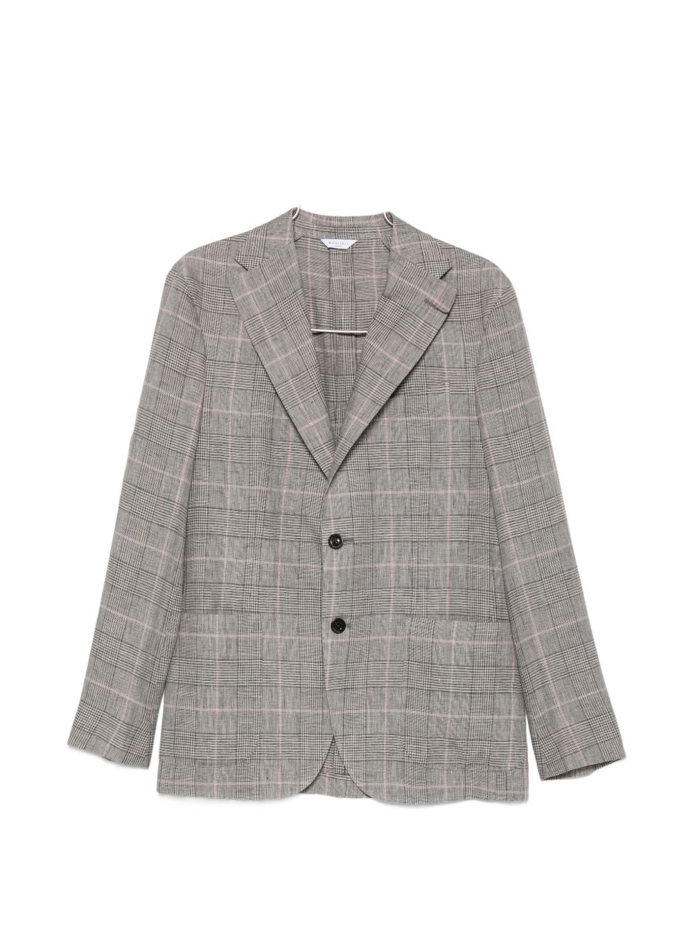Boglioli Geruite Katoen-Linnen Blazer Peak Revers Grijs Jackets Boglioli