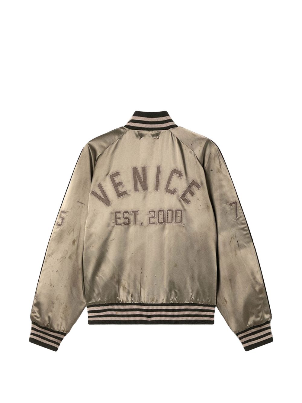 Golden Goose Satijnen Varsity Bomberjack Vintage Look Taupe Jackets Golden Goose