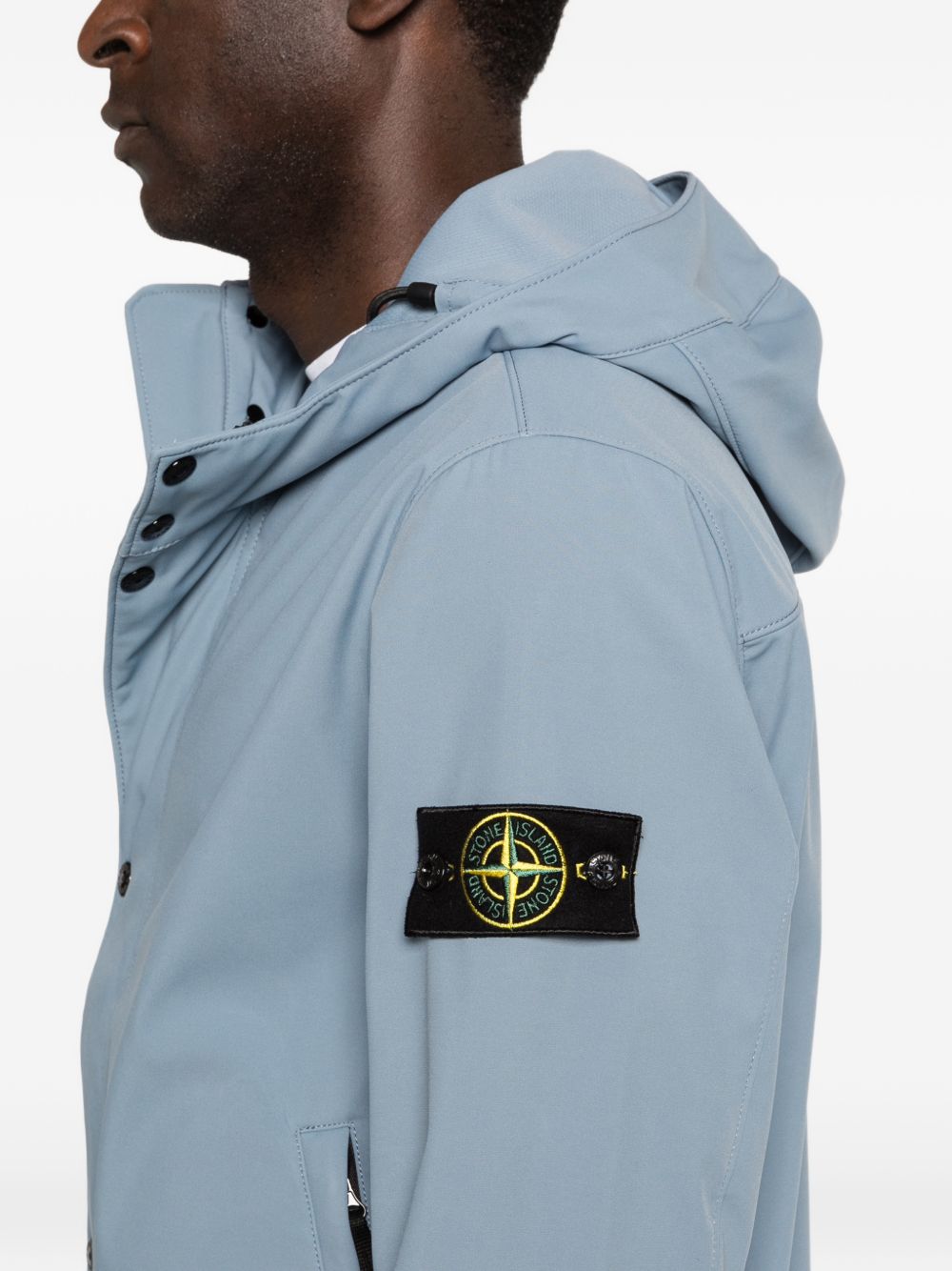 Stone Island Nylon Hooded Jacket Clear Blue