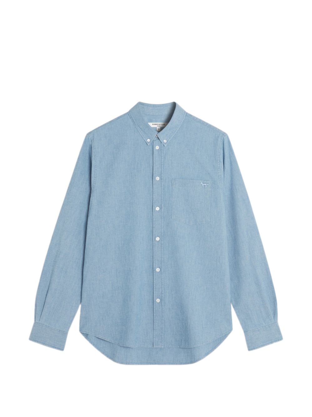 Maison Kitsuné Profile Fox Regular Overhemd Chambray Blauw