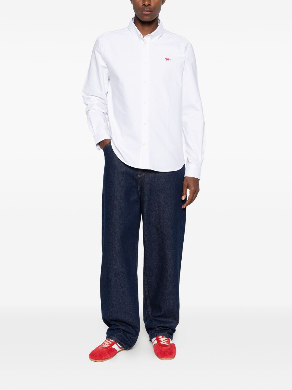 Maison Kitsuné Profile Fox Oxford Overhemd Wit-thumbmail-2