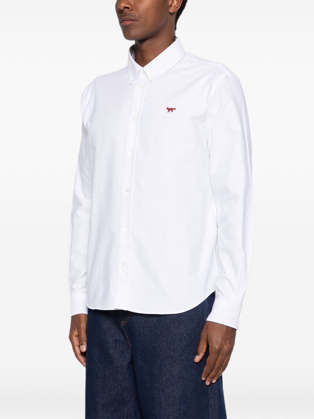 Maison Kitsuné Profile Fox Oxford Overhemd Wit-thumbmail-5