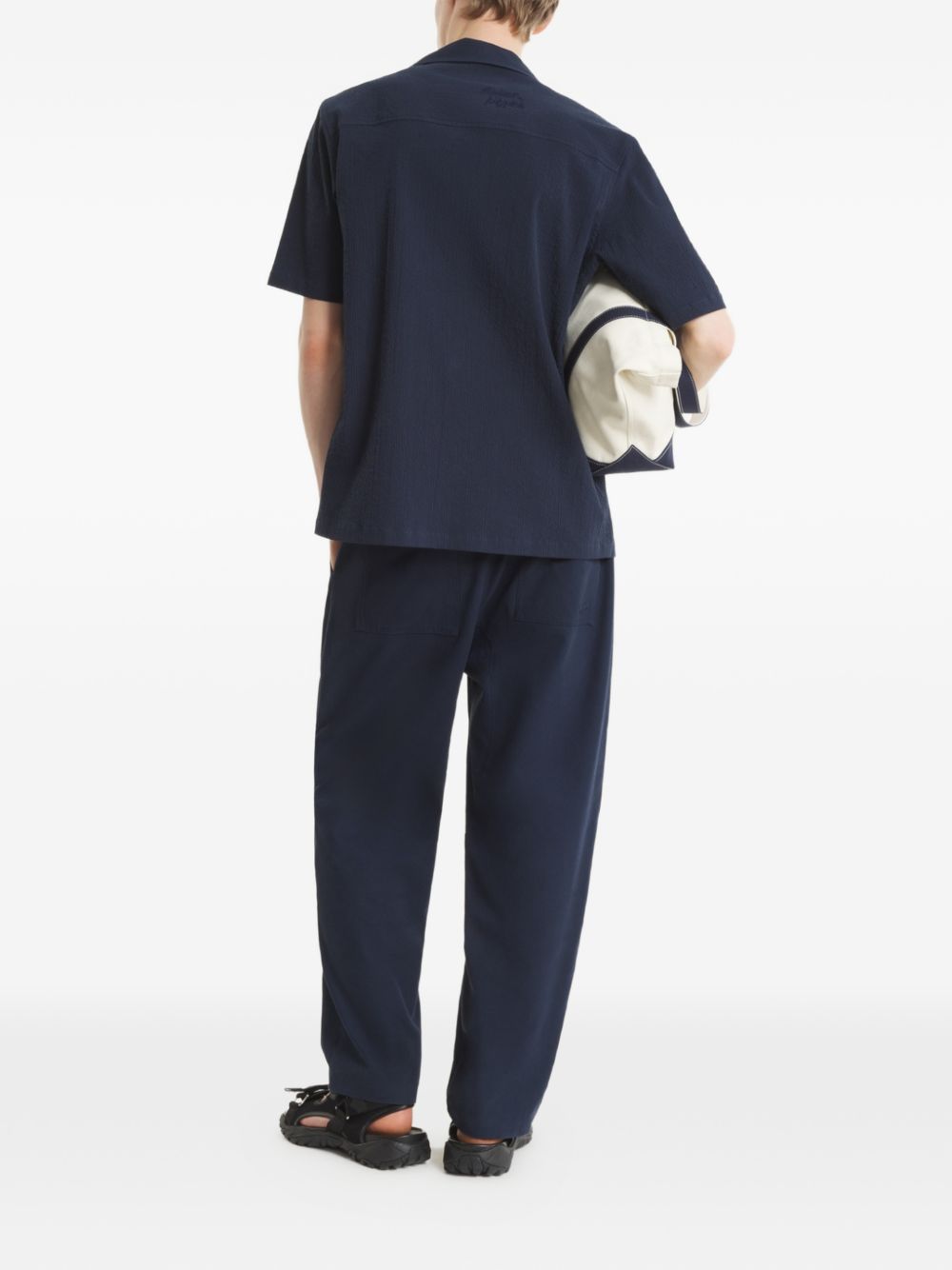 Maison Kitsuné Seersucker Resort Overhemd Marineblauw-thumbmail-7