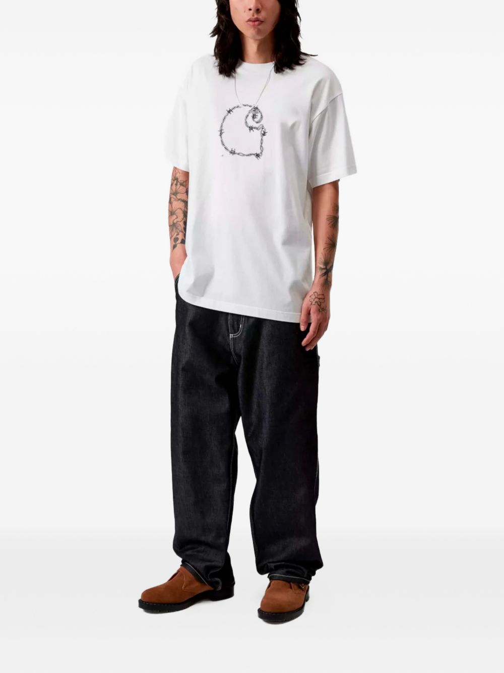 Carhartt WIP S/S Barbwire C T-Shirt Wit-thumbmail-3