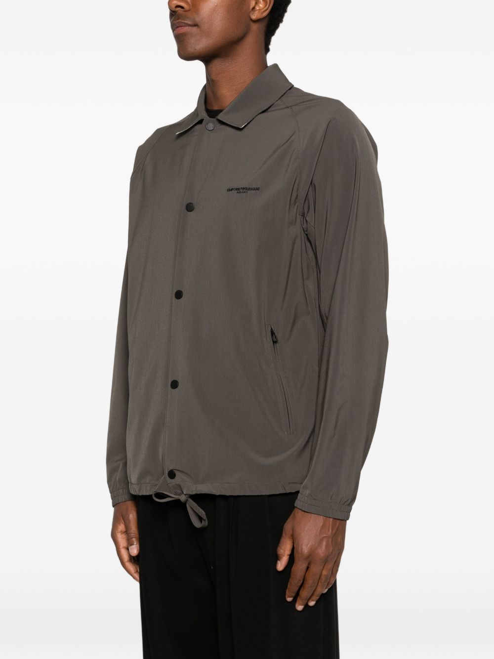 Emporio Armani Logo Overshirt met Drukknopen in het Bruin Jackets Emporio Armani