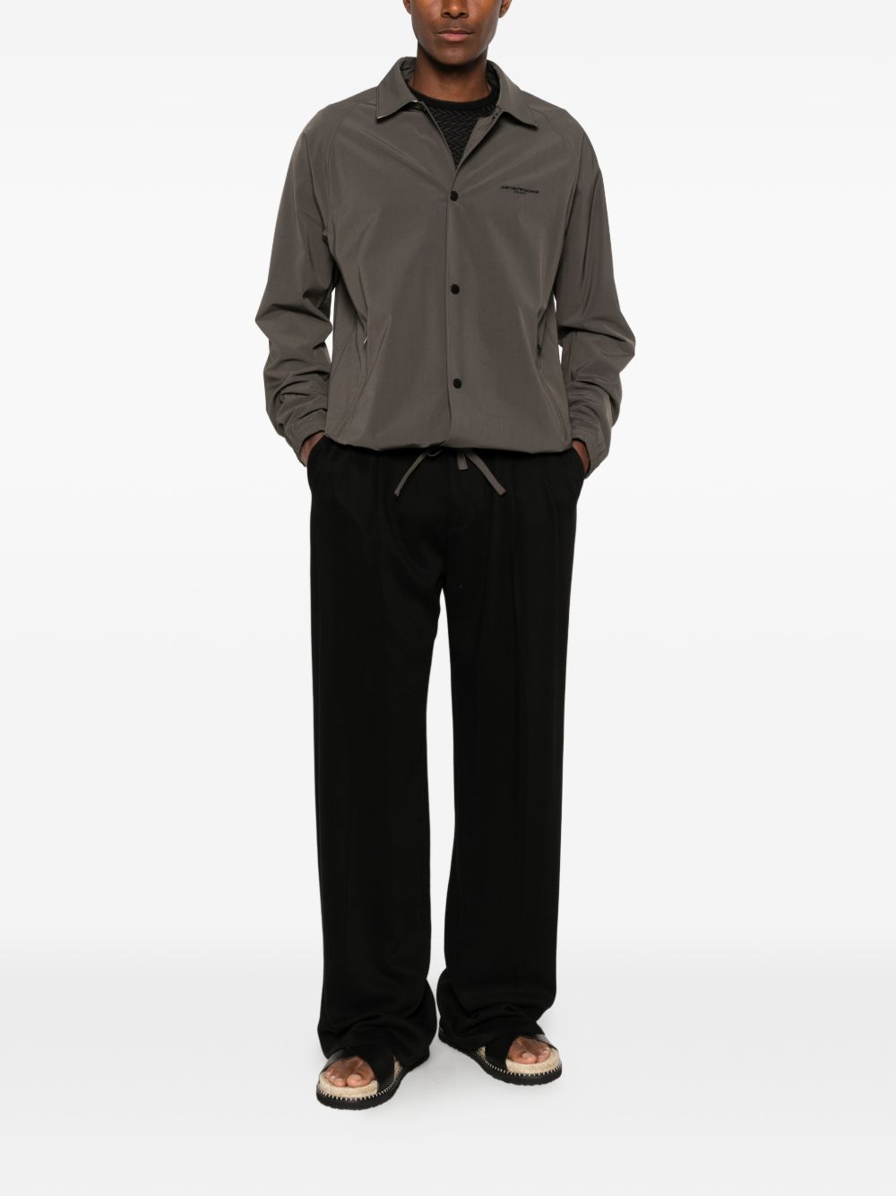 Emporio Armani Logo Overshirt met Drukknopen in het Bruin Jackets Emporio Armani