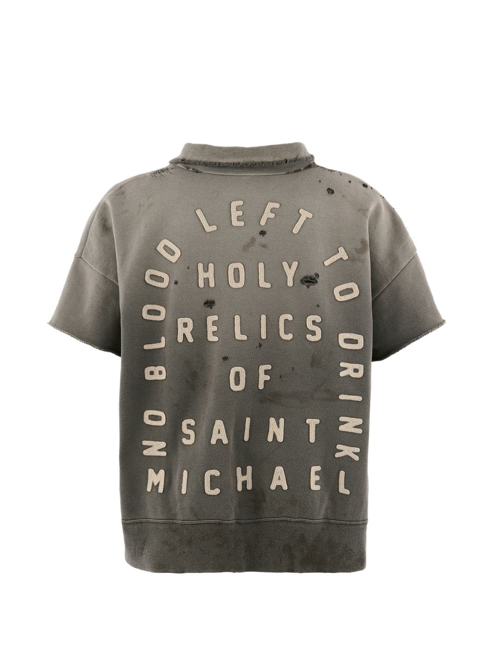 SAINT Mxxxxxx Vintage Distressed Logo Polo Shirt Grey-thumbmail-2