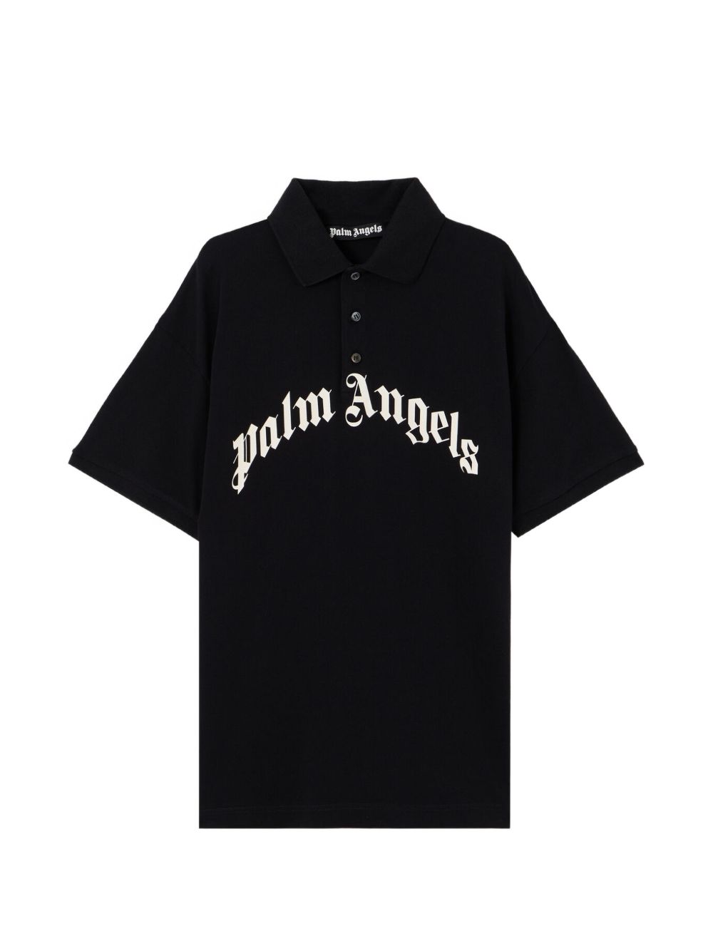 Palm Angels Curved Logo Polo Shirt Black