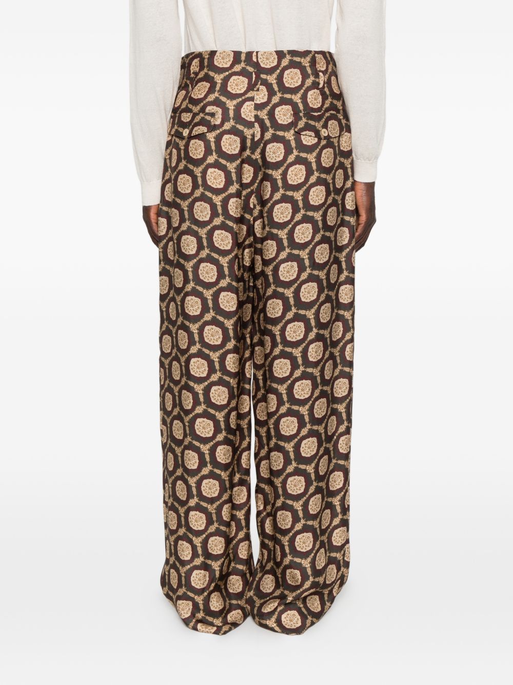 Emporio Armani Foulard Medaillon Print Wide Leg Pantalon Bruin-thumbmail-2