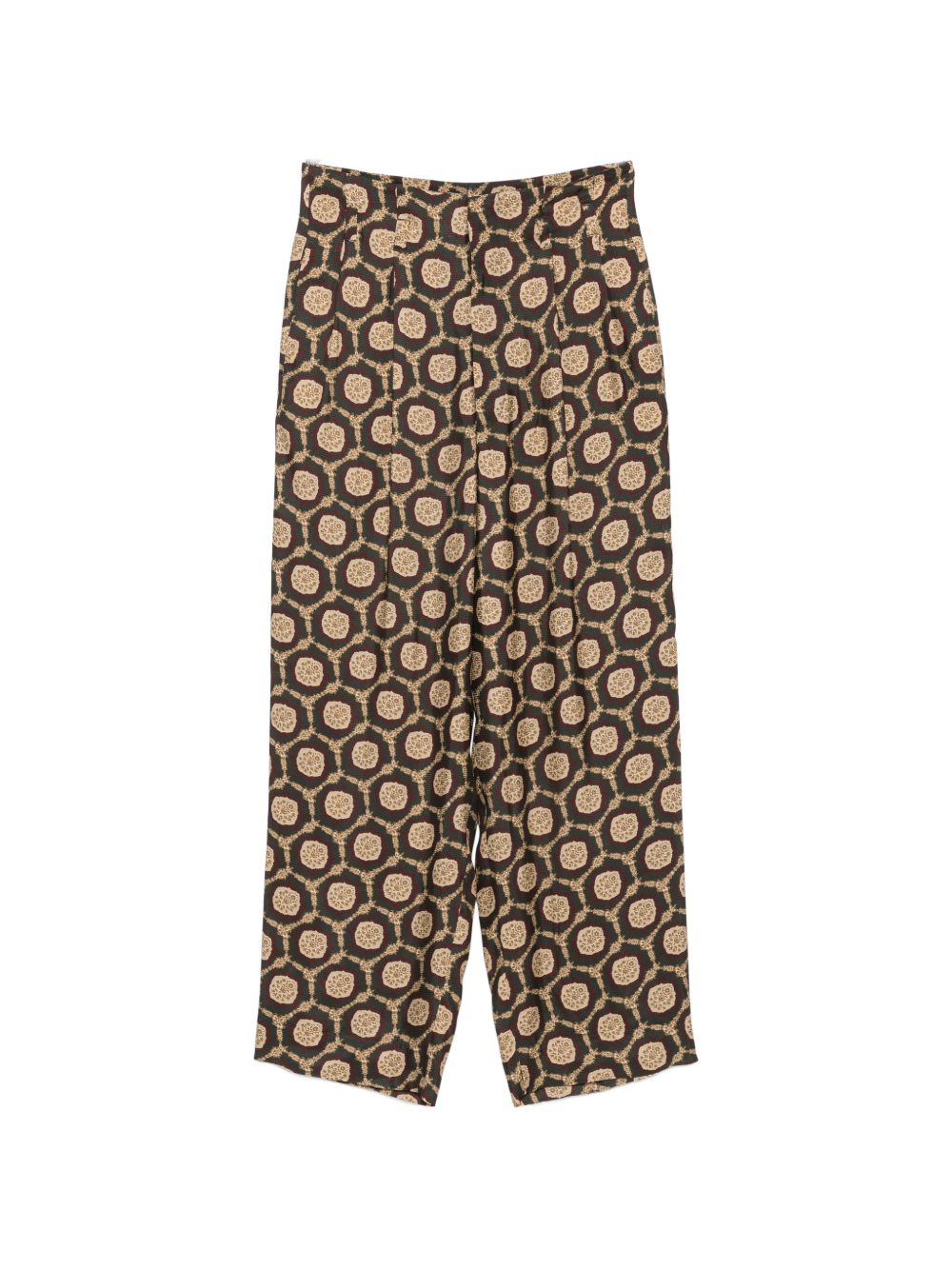 Emporio Armani Foulard Medaillon Print Wide Leg Pantalon Bruin-thumbmail-1