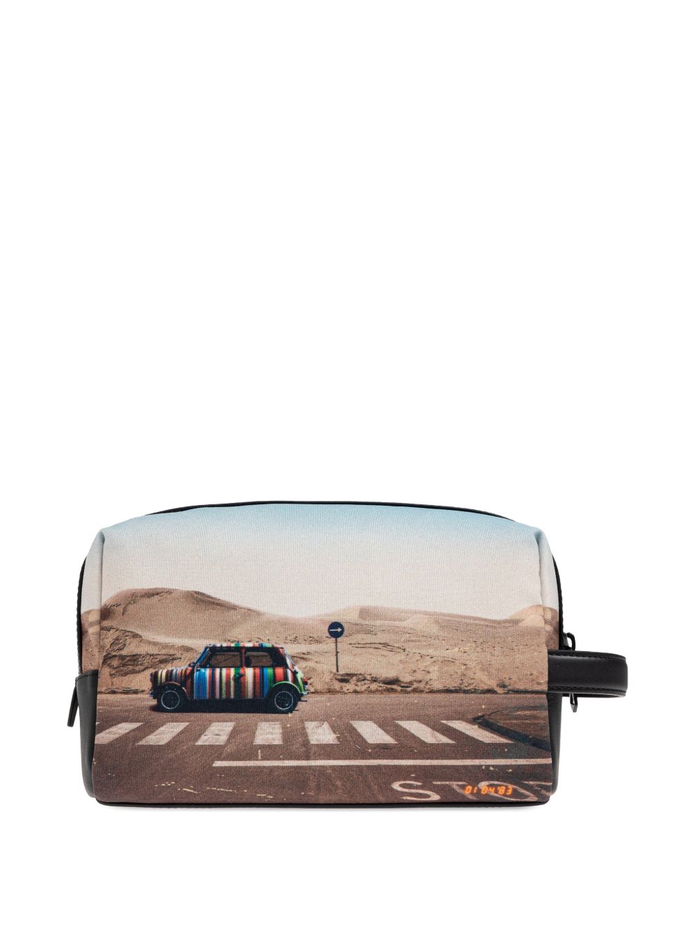 Paul Smith Pixelated Mini Toilettas Zwart – detail van materiaal en afwerking