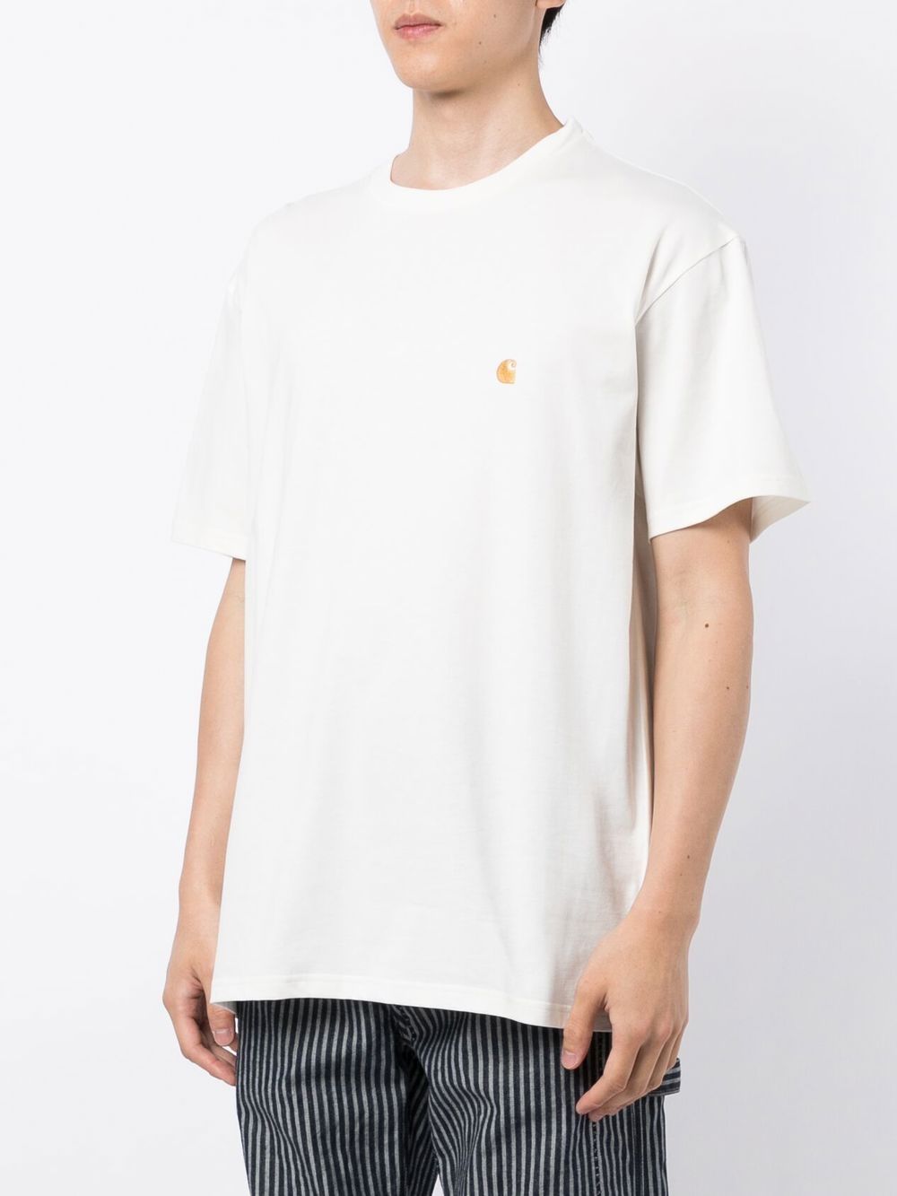 Carhartt WIP Chase T-shirt in wit, detail stof