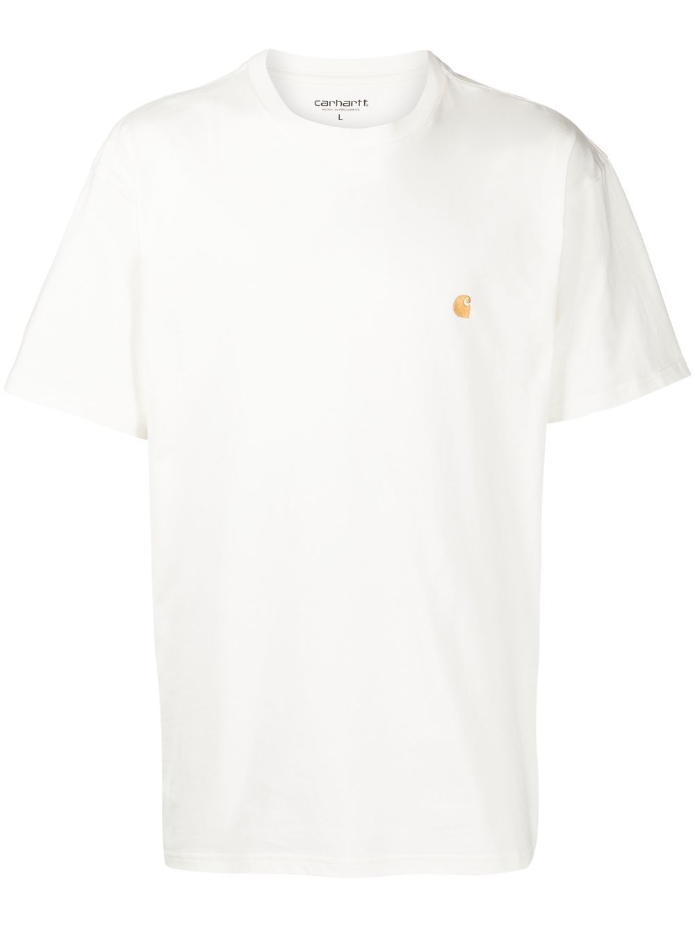 Carhartt WIP Chase T-shirt in wit, vooraanzicht met geborduurd logo