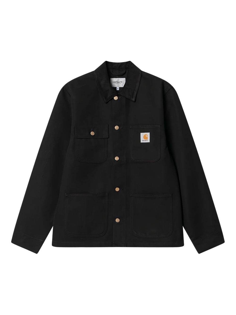Carhartt WIP Michigan Chore Coat in zwart, vooraanzicht met corduroy kraag