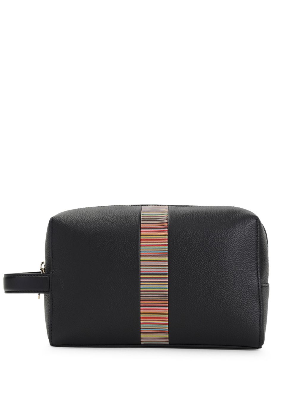 Paul Smith Signature Stripe leren toilettas zwart, vooraanzicht