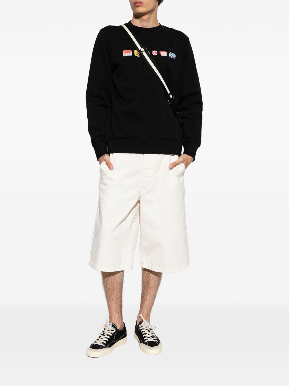 PS Paul Smith Sweatshirt met Logoprint Zwart Topwear PS By Paul Smith