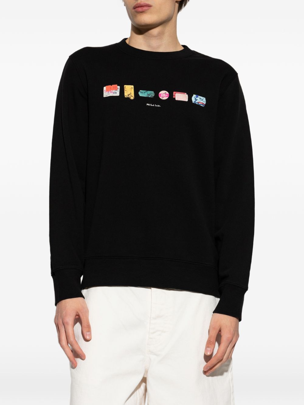 PS Paul Smith Sweatshirt met Logoprint Zwart Topwear PS By Paul Smith