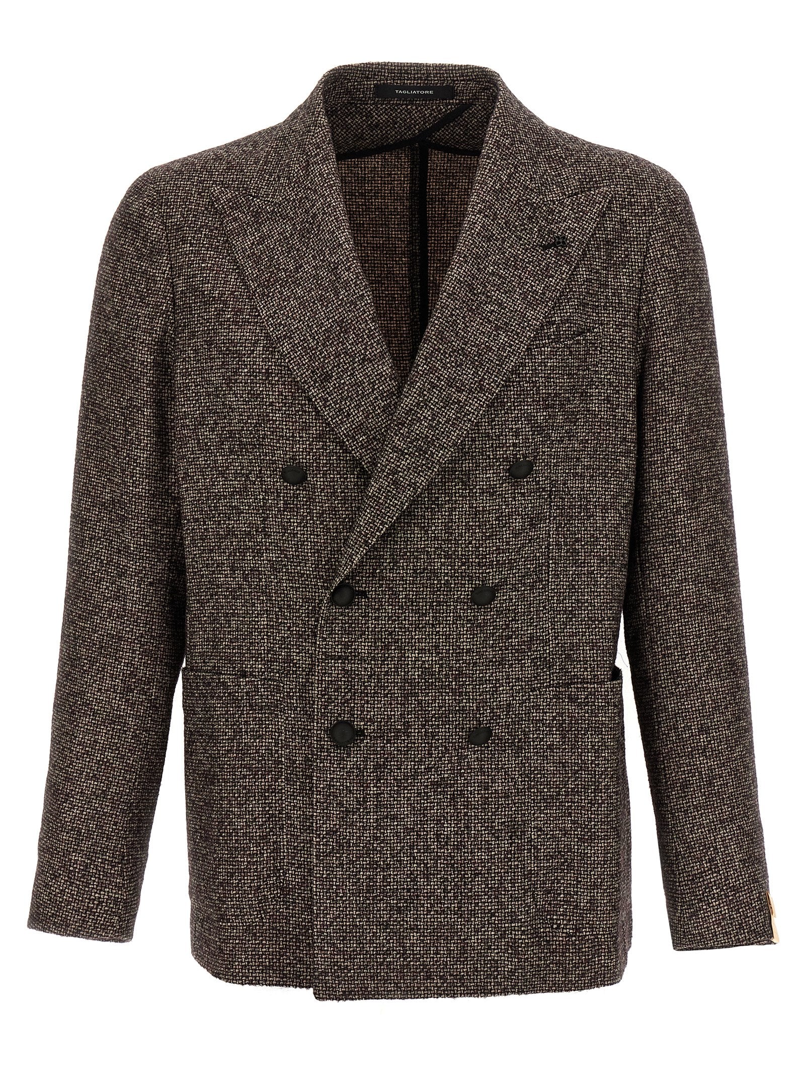 Tagliatore Exclusive Garment Dubbelrijs Blazer in Bruin Micro-Dessin Jackets Tagliatore