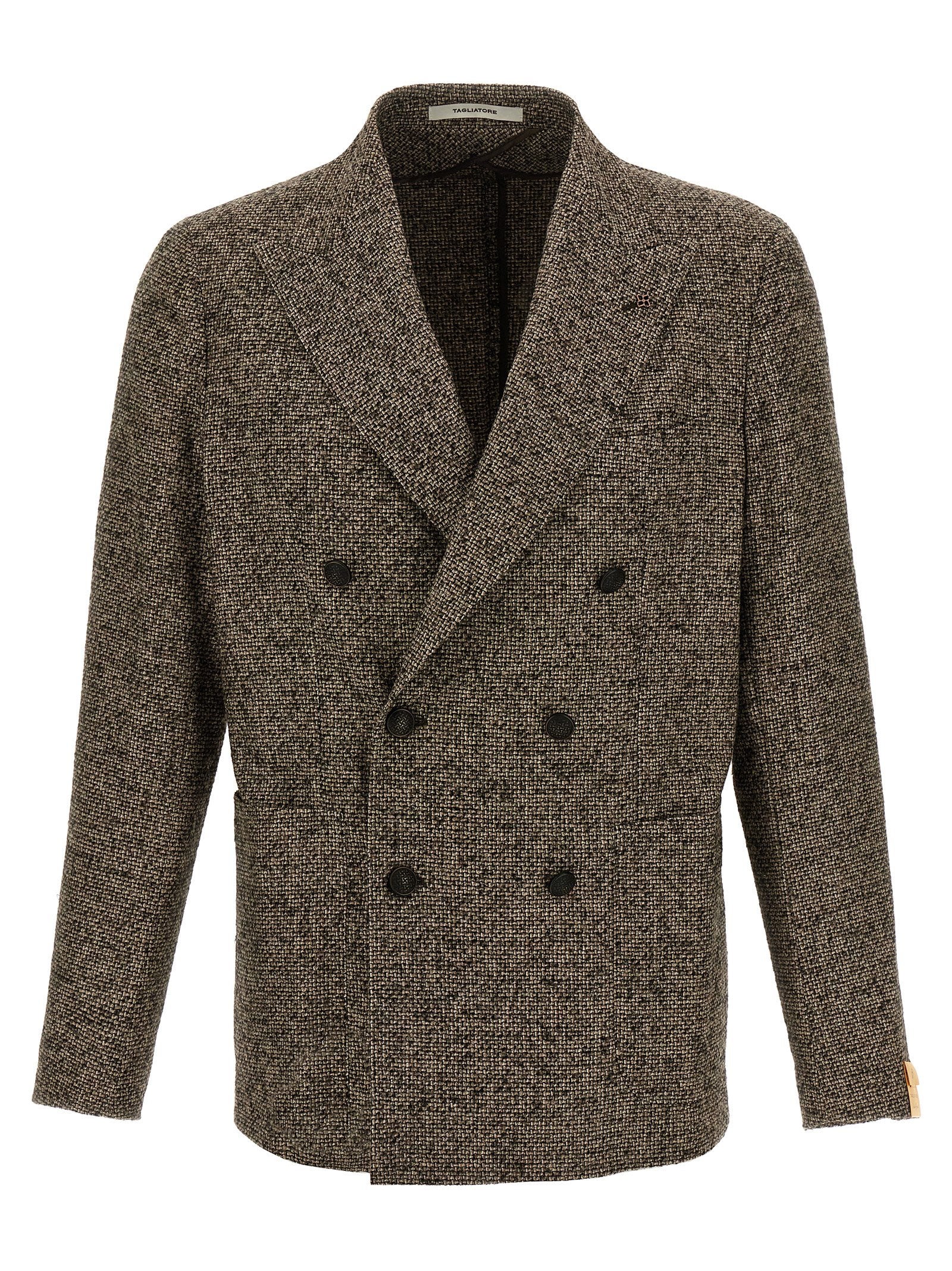 Tagliatore Double-Breasted Wool Blazer Brown