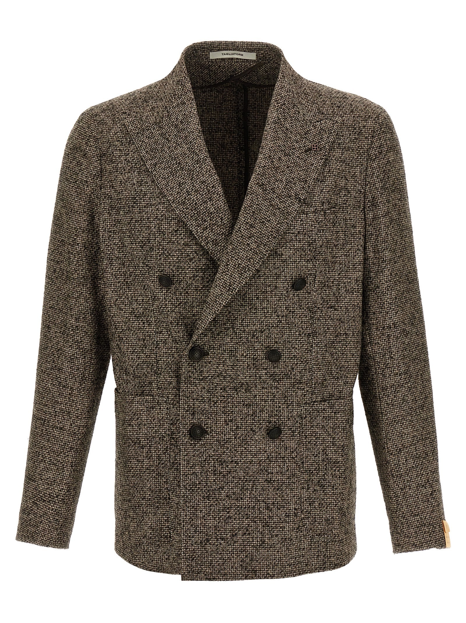 Tagliatore Double-Breasted Wool Blazer Brown