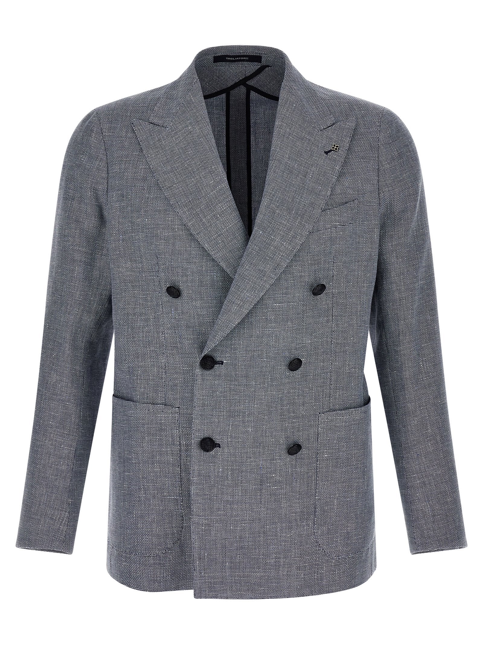 Tagliatore Montecarlo Blazer in Grijze Linnen-Katoenmix