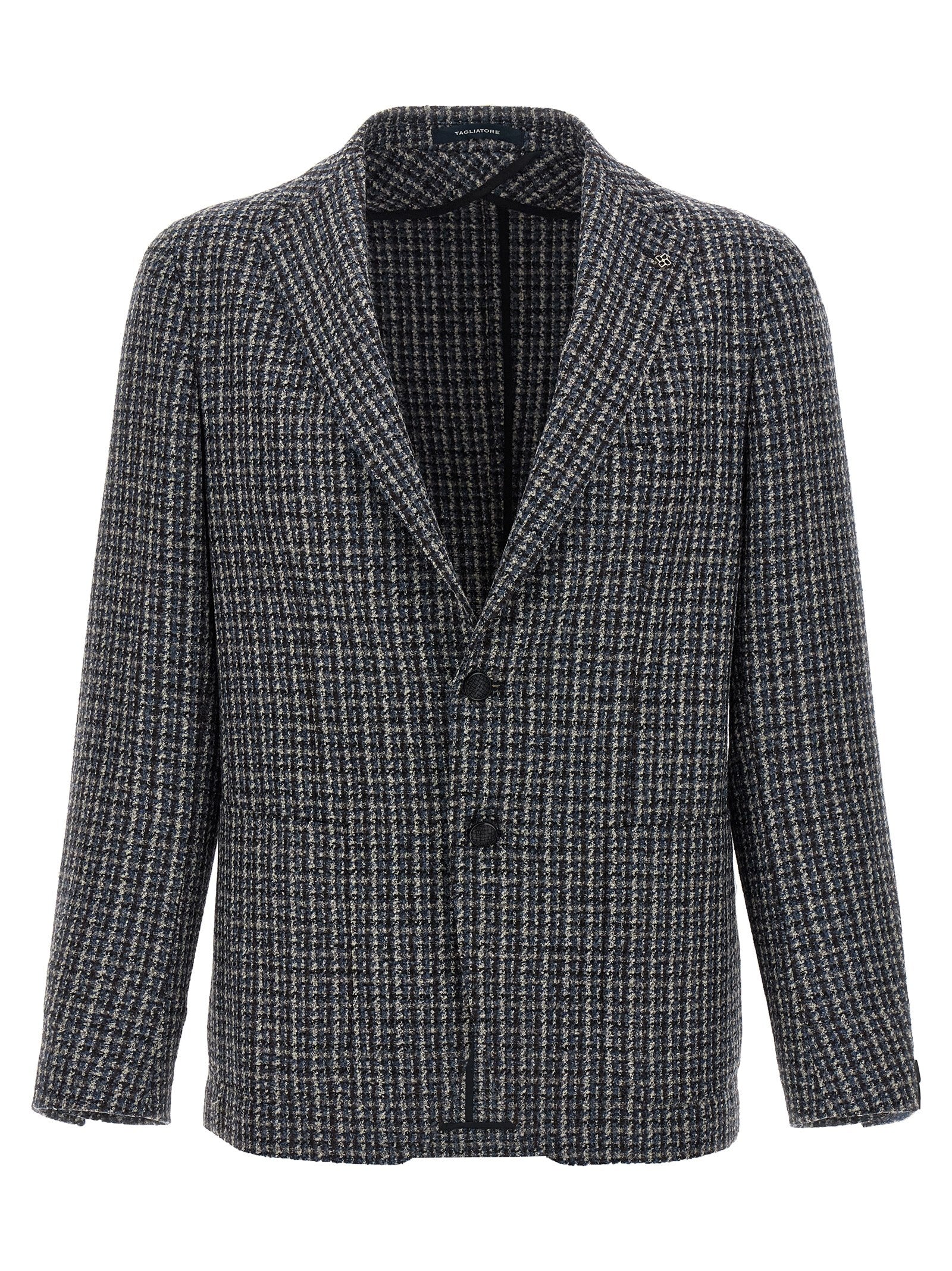 Tagliatore Mélange Tweed Single-Breasted Blazer Grey