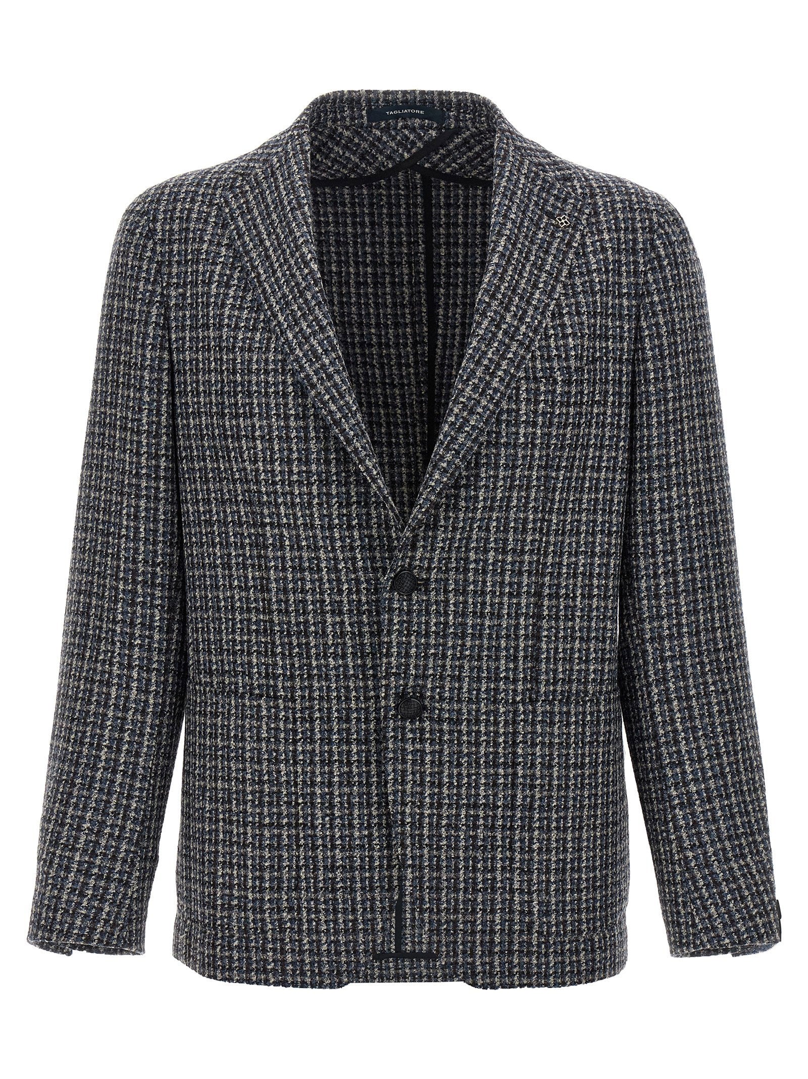 Tagliatore Mélange Tweed Single-Breasted Blazer Grey