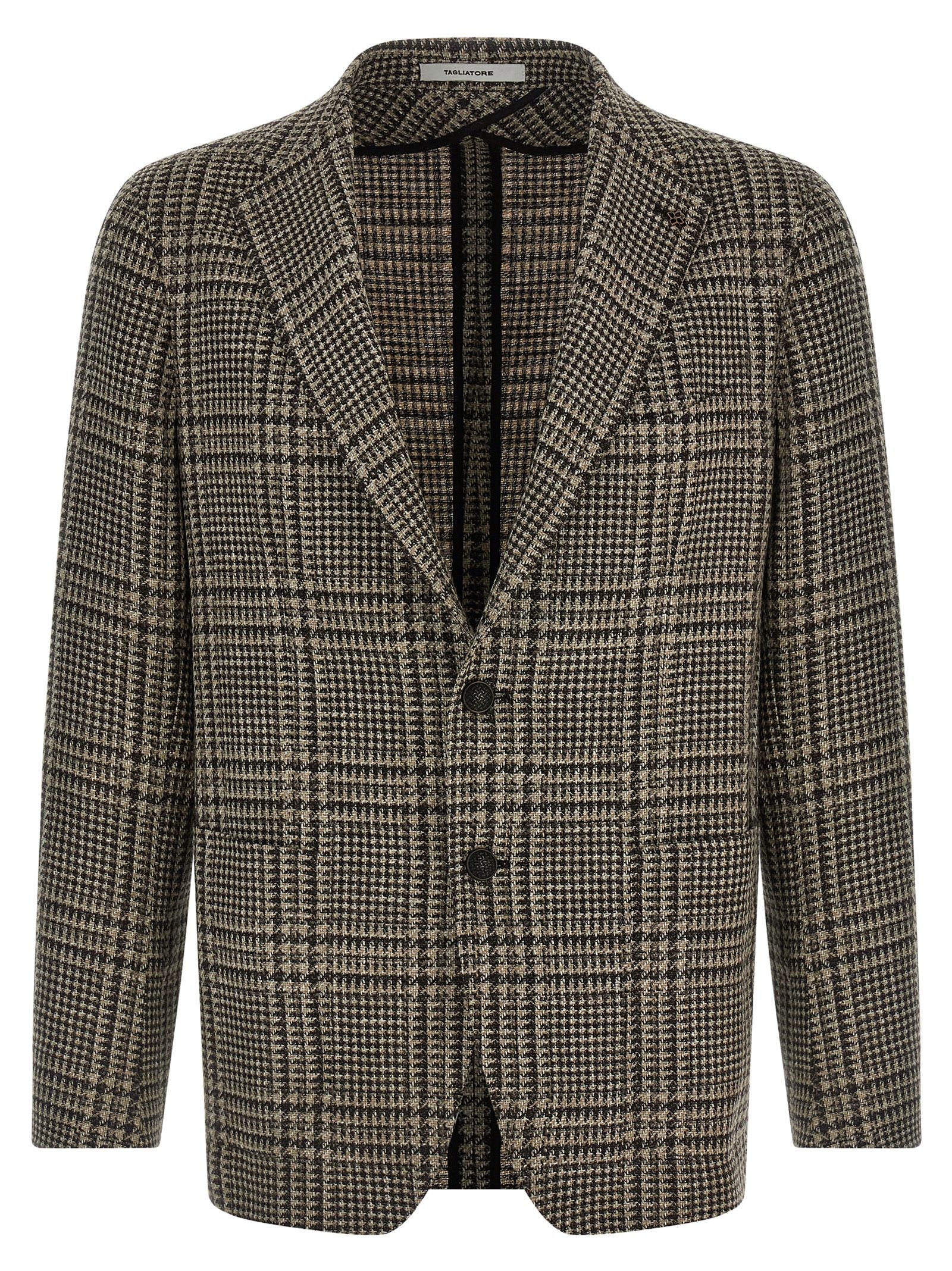 Tagliatore Exclusive Garment Blazer in Bruin-Beige Pied-de-Poule