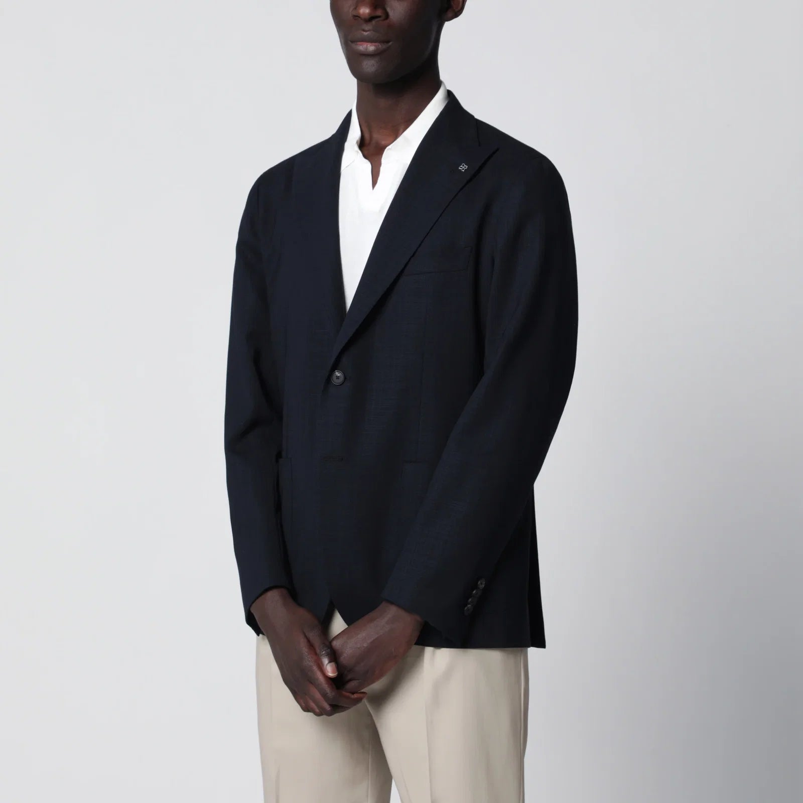Tagliatore Single-breasted blue textured wool jacket Jackets Tagliatore