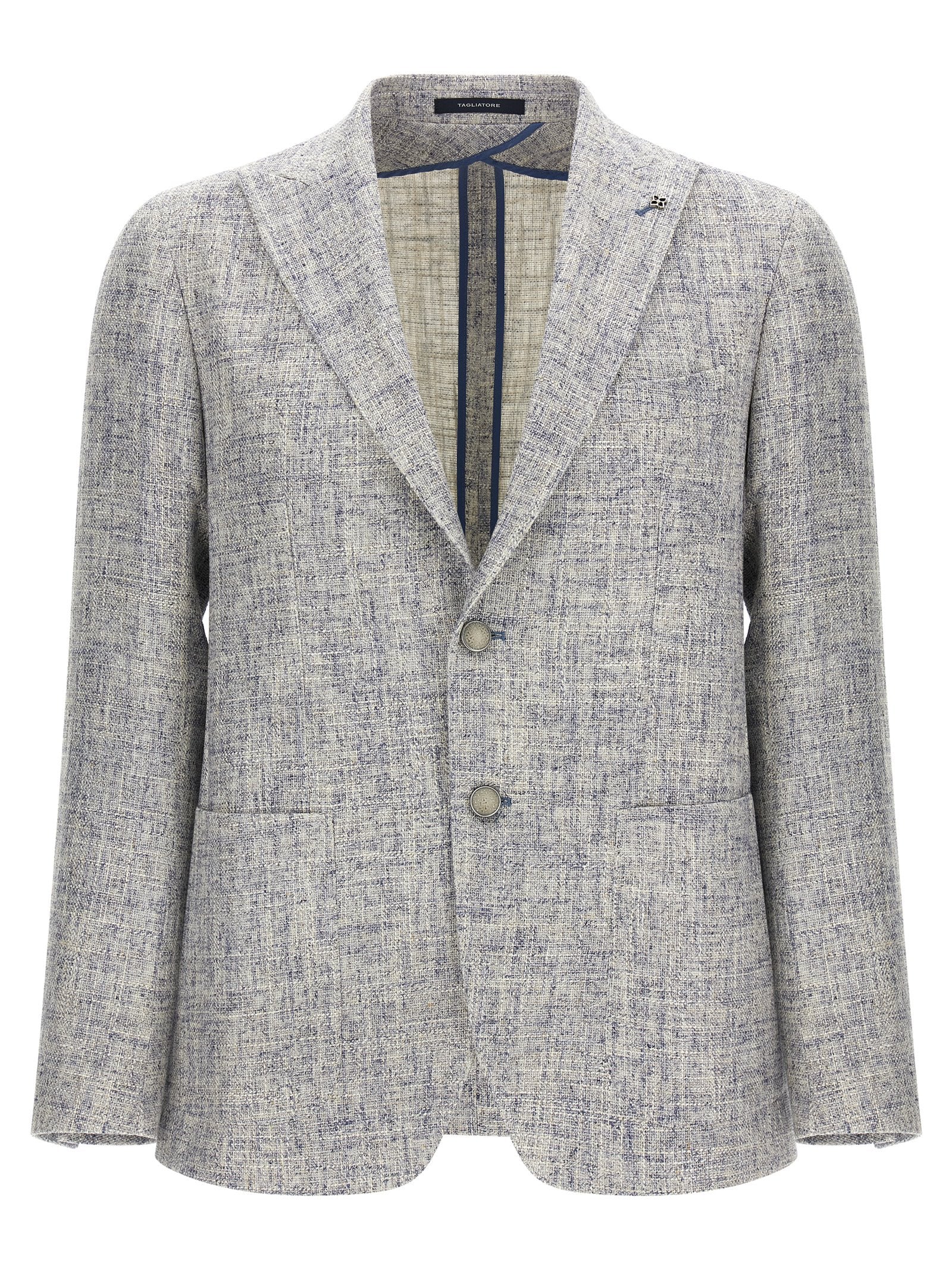 Tagliatore Montecarlo blazer grijsblauw mëlee - vooraanzicht met peak lapels