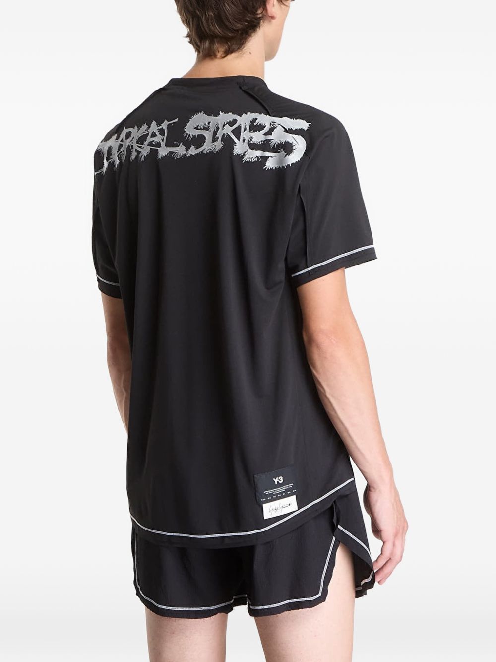 Y-3 Running t-shirt zwart - detail grafische print