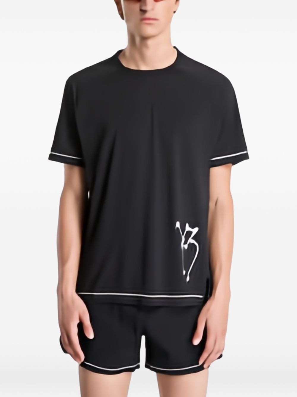 Y-3 Running t-shirt zwart - vooraanzicht