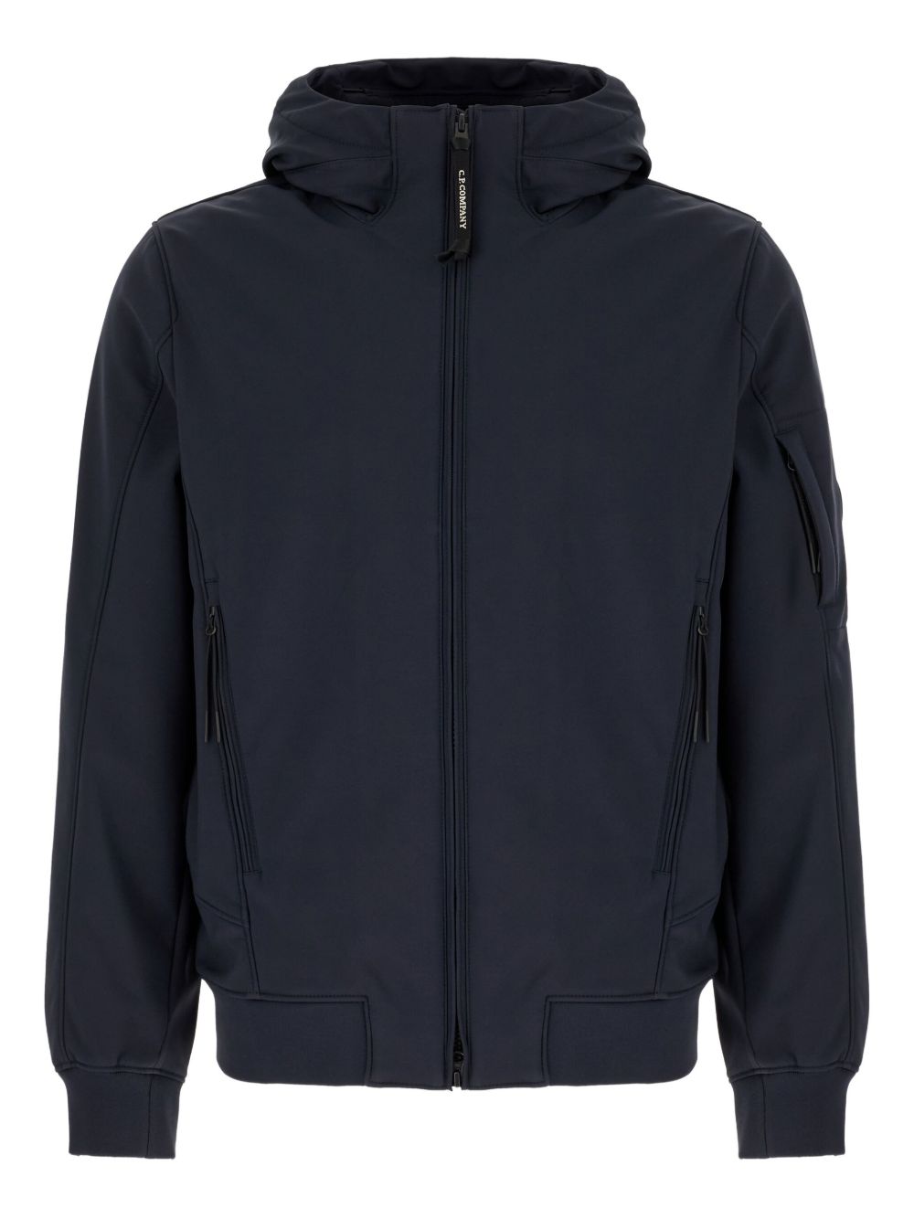 C.P. Company Shell-R Goggle blouson donkerblauw, vooraanzicht met capuchon