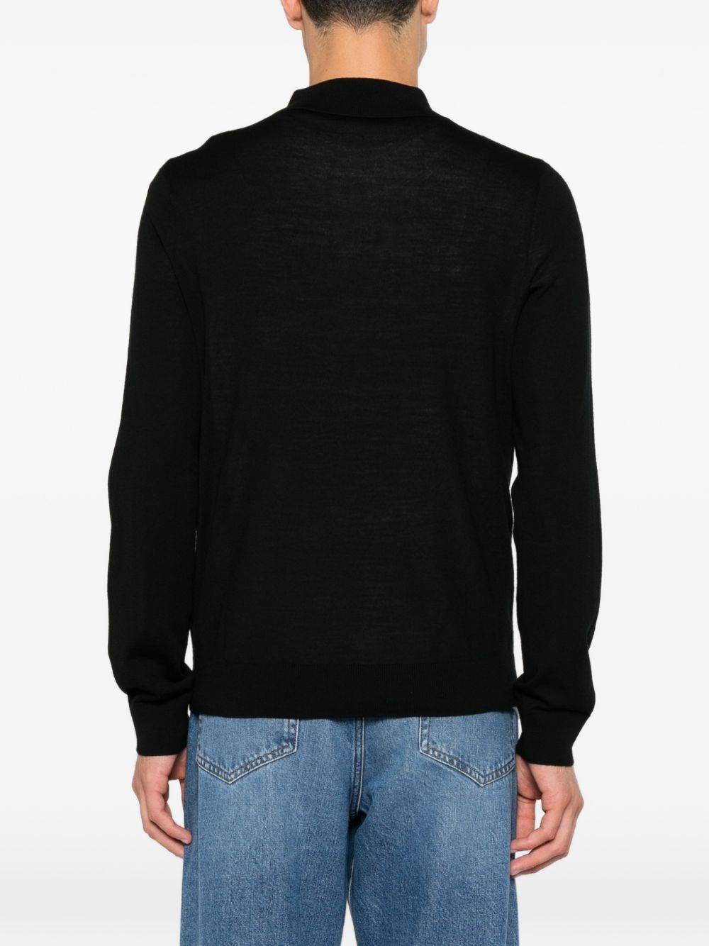 Zwarte Paul Smith polo met polokraag en knoopsluiting