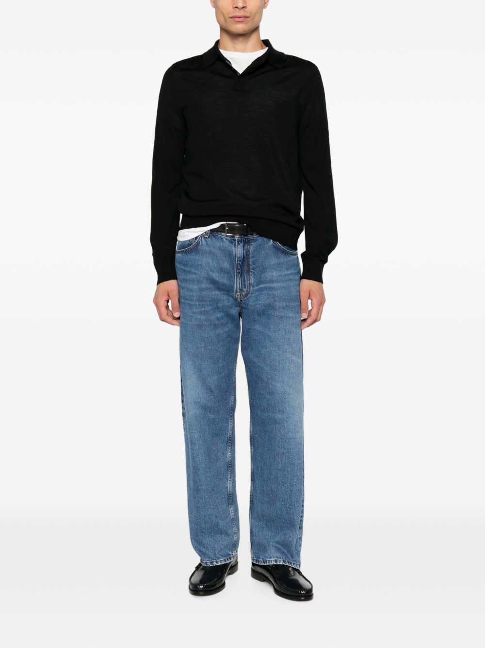 Paul Smith wollen polo met lange mouwen in zwart