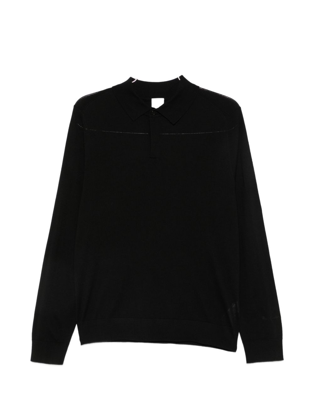 Paul Smith zwarte wollen polo met slub-structuur